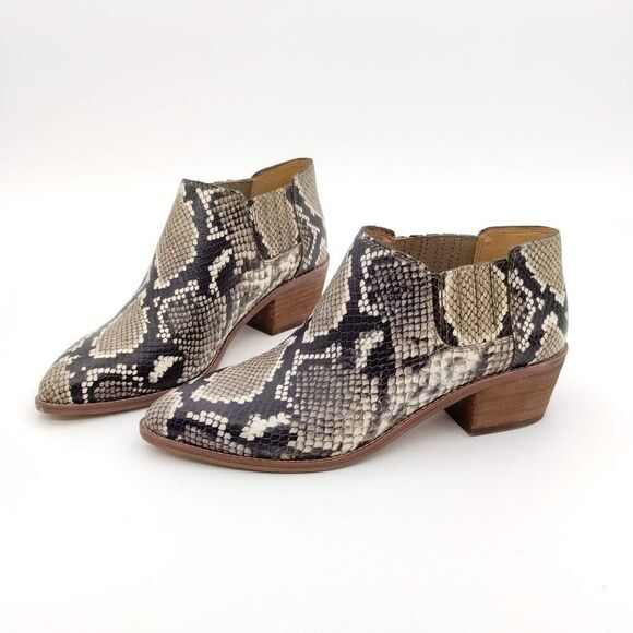 Madewell Shoes - Madewell Sonia Booties Faux Snake Embossed Low Chelsea Leather Boots Size 7.5